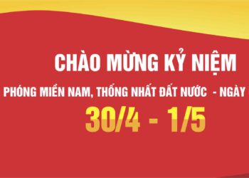 Băng rôn: Chào mừng kỷ niệm Ngày giải phóng miền Nam, thống nhất đất nước – Ngày Quốc tế Lao động (30/4 – 1/5)