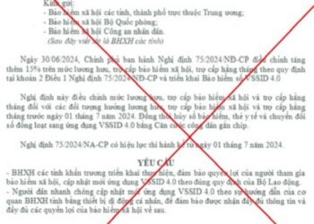 Thông tin giả mạo văn bản của Ngành Bảo hiểm xã hội Việt Nam