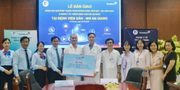 Lễ bàn giao nâng cấp giải pháp thanh toán không dùng tiền mặt và Kiosk y tế thông minh tại Bệnh viện Sản – Nhi An Giang