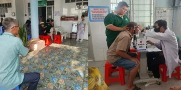 Trạm Y tế xã Ngọc Chúc phối hợp tổ chức khám mắt cho người dân trên địa bàn